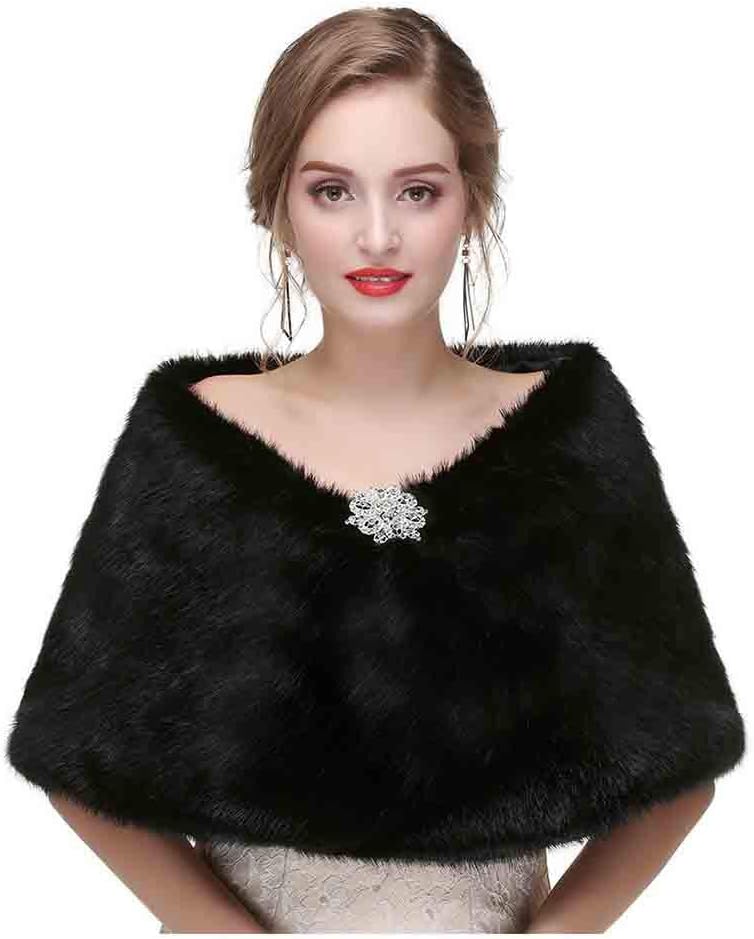 Olbye Yfe Women's Faux Fur Shawls Wraps Wedding Sleeveless Fur Wrap Shawl For Women 1920s Fur Stole Capelet - Image 1